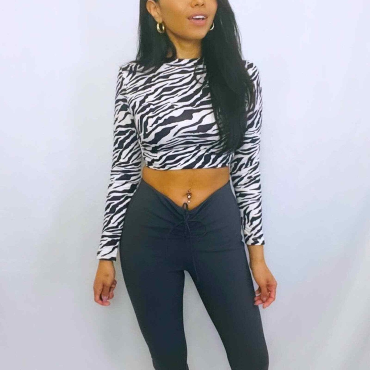 SHEIN | Black and White Y2K 2000s Zebra Print Cropped