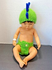 Homemade Crocheted Newborn Dinosaur Costume Photo Diaper Cover Infant