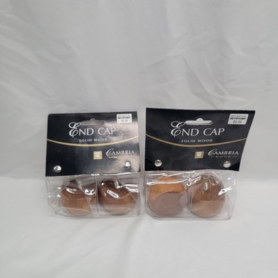 2 PAIR-Cambria Classic Solid Wood End Cap Pair Medium Brown