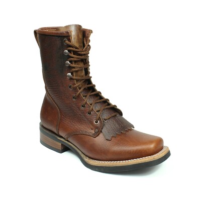 Men's Genuine Leather Western Style Cowboy Ankle Boots Rodeo