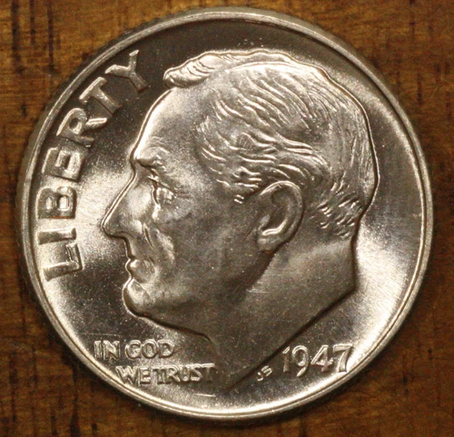 1947 P CH BU Roosevelt Dime BLAZING WHITE!! From OBW Roll!