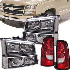 Black Housing White Corner Headlights Tail Lights For Chevy Silverado 2003-2006 Black Housing White Corner Headlights Tail Lights For Chevy Silverado 2003-2006
