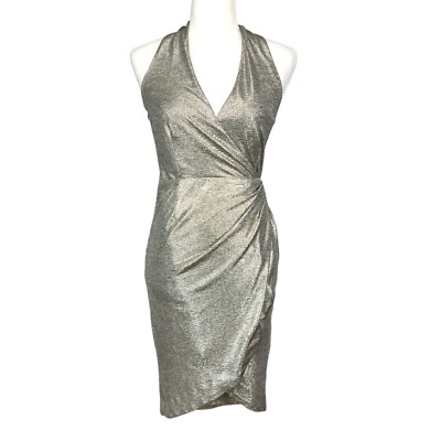 Anthropologie Hutch Vivian Womens Dress Silver Metallic Wrap Sleeveless  size XS | eBay