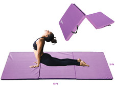 NEW 6'Ft x 4'Ft Gymnastics Mat 2" High Density Tri-Fold Tumbling Mats Purple