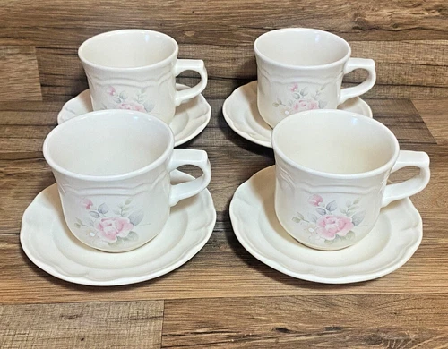 SET OF 4 - PFALTZGRAFF TEA ROSE - COFFEE TEA - CUPS & SAUCERS