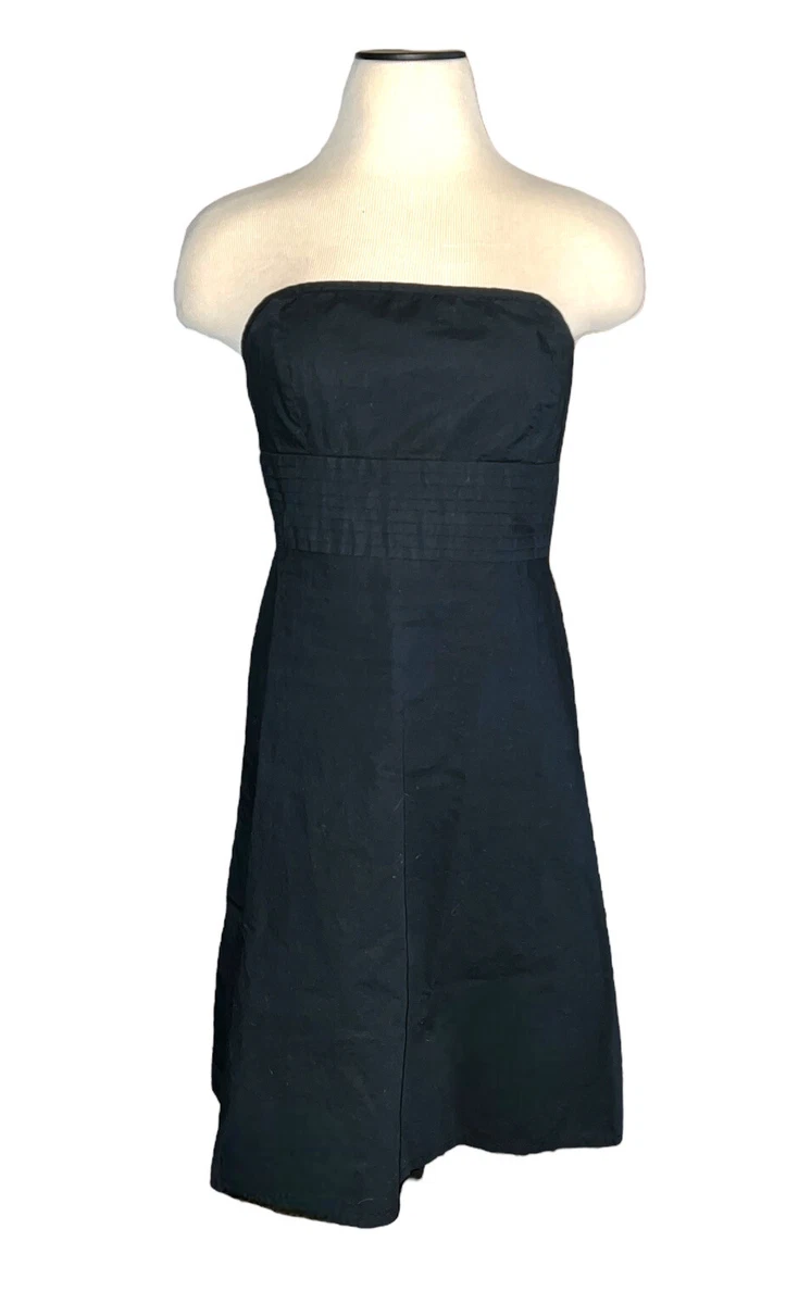 Gap Black Strapless Stretch Cotton A-line Dress Classic Women's