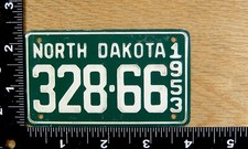 1953 Wheaties NORTH DAKOTA Miniature License Plate Type 2 M53P0079 