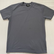Positano Mens Large V Neck T Shirt Blue Gray Ribbed Stretch Made in USA Y2K