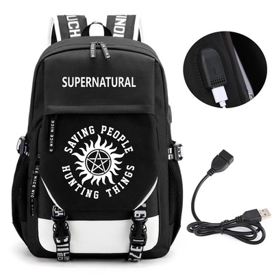 Anime Supernatural SPN Rucksack Saving People Backpack School Book Bags Mochila