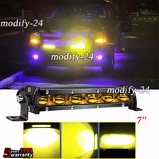 7inch Yellow LED Work Light Bar Slim Truck Offroad ATV 4WD Driving Fog Light US