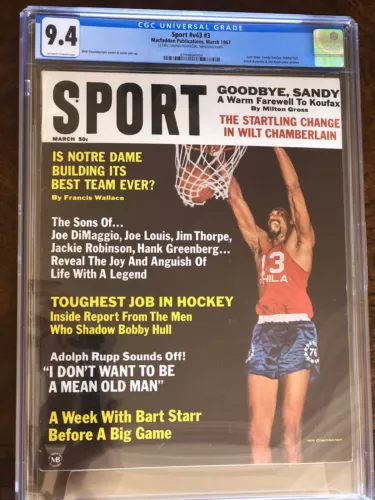Sport Magazine 1967 Wilt Chamberlain cgc 9.4 highest graded (tie)