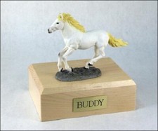 Horse White Figurine Funeral Cremation Urn Available in 3 Diff. Colors 4 Sizes