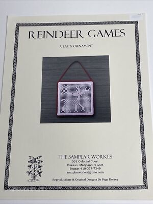 Samplar Workes Reindeer Games A Lacis Ornament Cross Stitch Pattern