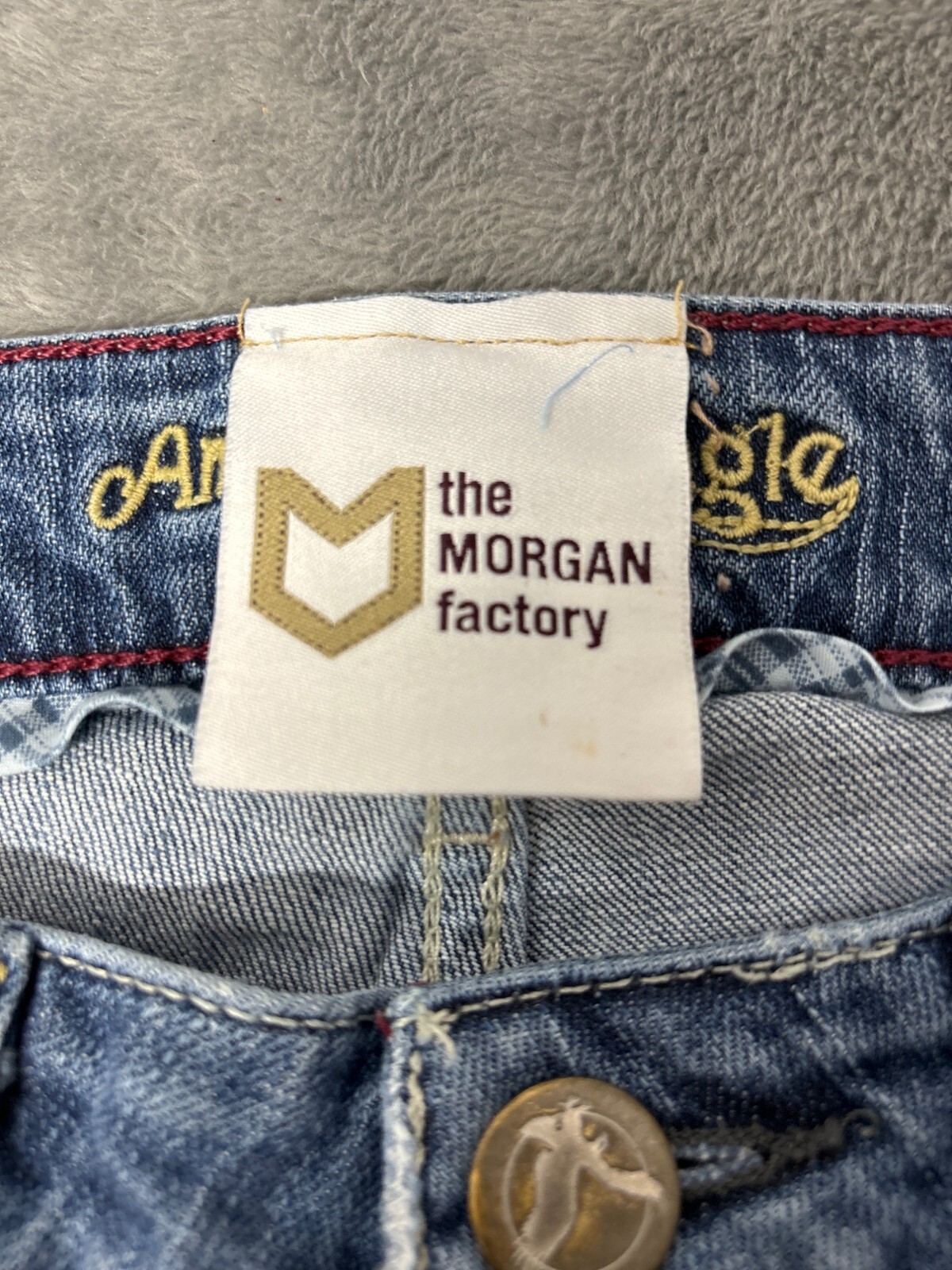 Retro Patchwork Jeans Repurposed Sz6 Hipster Stra… - image 4