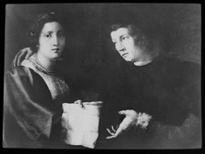 ANTIQUE Magic Lantern Slide PORTRAIT OF ARTIST AND WIFE C1910 ANDREA DEL SARTO