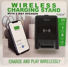 Tech Squared Wireless Charging Stand with 2 Way Speaker, Black