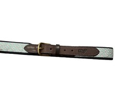 VINEYARD VINES Lacrosse Belt Sz 30 Leather  Canvas Navy Blue Green Ribbon