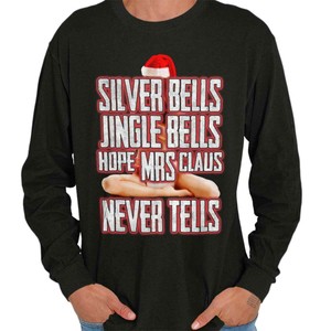 Jingle Bells Mrs Claus Never Tells Christmas Long Sleeve Tshirt Tee for Men | eBay