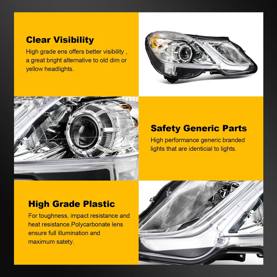 2Pcs Pair Headlights For 2010-2013 Mercedes Benz E350 E400 E550 w/Projector Foto 4 de 4