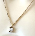 Vintage Crystal Rhinestone Pendant Chain Necklace & Earrings Pierce Post — photo 1