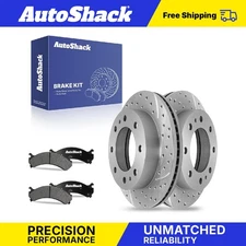 Front Drilled Slotted Brake Rotors Ceramic Pads for Chevy Express 3500 V8