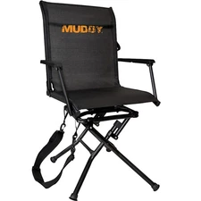 Muddy Swivel Ground Seat Foldable Camping Chair, Black