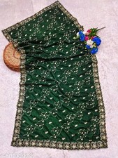 Green Heavy Embroidery Velvet Dupatta For Bride And Women 2. Mtr