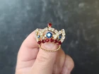 American Patriotic Rhinestone Crown Shaped Brooch Vintage Costume Jewelry