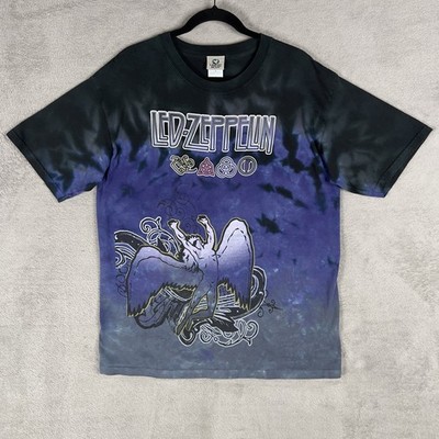 Vtg Liquid Blue Led Zeppelin Icarus Swan Song Tie Dye T-Shirt Men's Large Y2K
