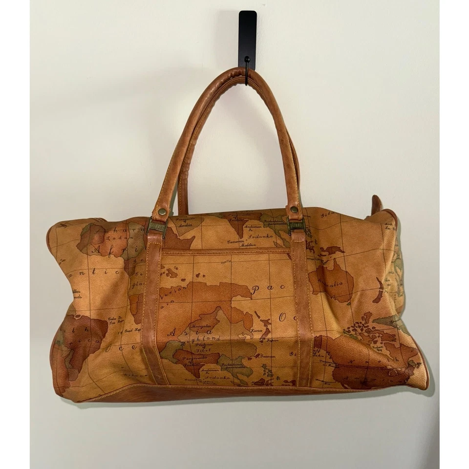 Bolso de Lona de Colección Gitano Mapa del Mundo Equipaje de Viaje Cuero Atlas Foto 2 de 4