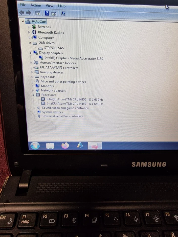 Samsung N210 Intel Atom N450 1.66GHz 2gb Ram For Parts Read Description - Image 3 of 4