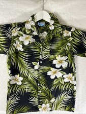 RJC Hawaiian Shirt Button Down Cotton Kids 12 Tropical USA made Free Shipping