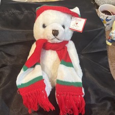 Vintage Schmid Musical Collectable Jointed Teddy Bear 1984 White w/ tag