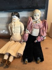 German Antique Bisque Porcelain Dolls Pair - Girl and Boy 1800s - Early 1900s