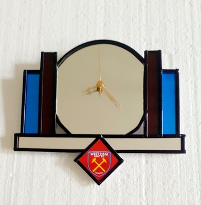 West Ham United Spiegeluhr Unikat 8,5 Zoll x 7 Zoll. Ideales Geschenk 