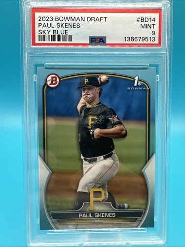 2023 Paul Skenes /499 Bowman Draft Sky Blue Rookie Card RC PSA 9 Mint