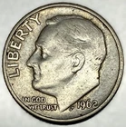 1962 - D Roosevelt Dime - Circulated Condition - 90% Silver - US Coin - 3974