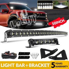 Fit 04-20 Ford F150 50'' Curved LED Light Bar+7inch +Upper Roof Bracket+Wire Kit