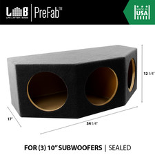 Caja de gabinete de subwoofer MDF frontal en ángulo sellada para (3) subwoofers de automóvil de 10"