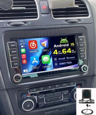 Qualcomm Für VW Golf 5 6 Plus Touran Caddy Autoradio Android15 Apple Carplay KAM