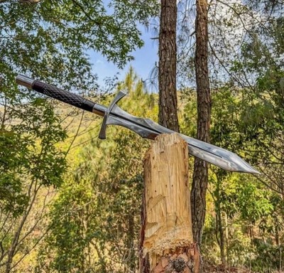 Custom Handmade 26'' Long Handle Madieval Sword | Carbon Steel Blade | Hunting