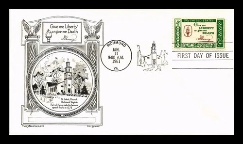 DR JIM STAMPS US COVER PATRICK HENRY AMERICAN CREDO FDC LOWRY ARISTOCRATS