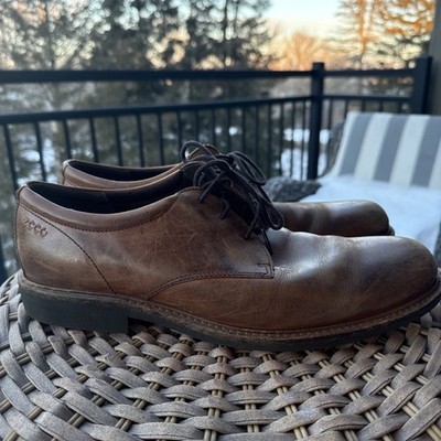 ECCO Shoes Mens 46 12 Brown Shock Point Oxford Leather  W/ Super feet Inserts