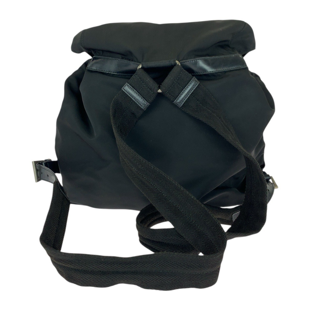 PRADA Tessuto Triangle Logo Plate Black Silver Hardware Nylon Leather Rucksack D thumbnail 2