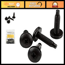 50-Pack 10-32 Rack Mounting Screws 19mm for 19" 10" Racks, Black, TAA Complian