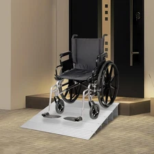 34" Width Door Ramp Aluminum 700lb Capacity, Adjustable, Indoor & Outdoor Use