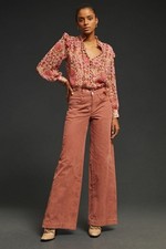 ANTHROPOLOGIE 140 Pilcro The Gwen Wide Leg Corduroy Pants in Pink Size 25