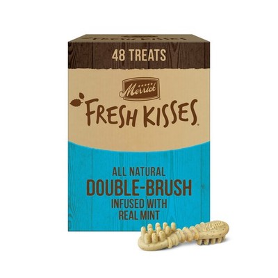Merrick Fresh Kisses Natural Dental Chews, Toothbrush Treat Shape Infused wit...
