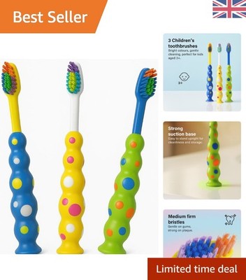 Buntes Kinderzahnbürsten-Set - mittlere Borsten & einfacher Griff ab 3+ Jahren