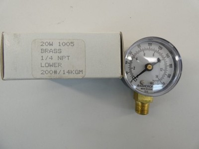 Ashcroft 20W 1005 200# Gauge 2  0-200 PSI 1/4  NPT Lower - NEW Surplus!